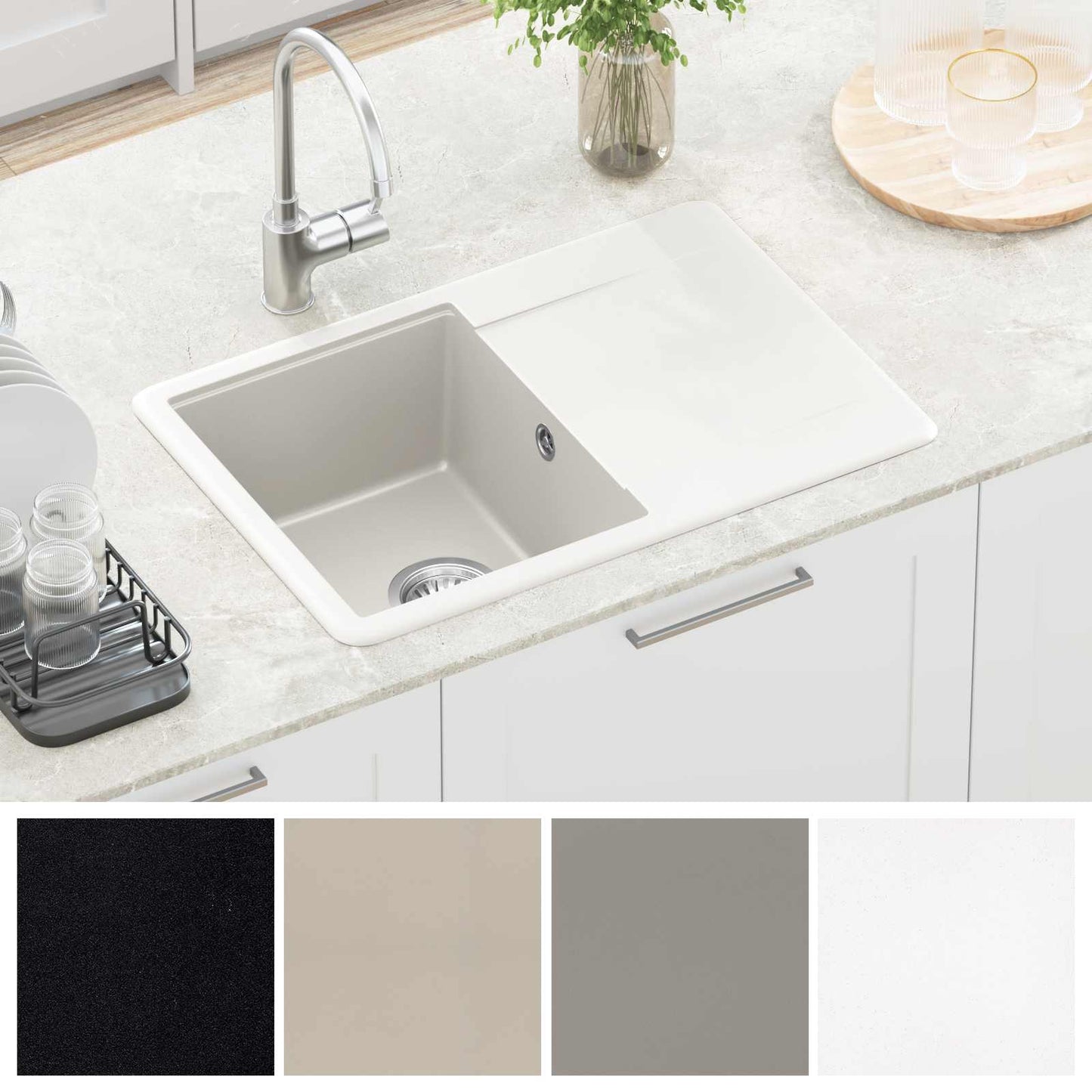 Sink White 670 x 460 mm 80% Quartz and 20% Resin