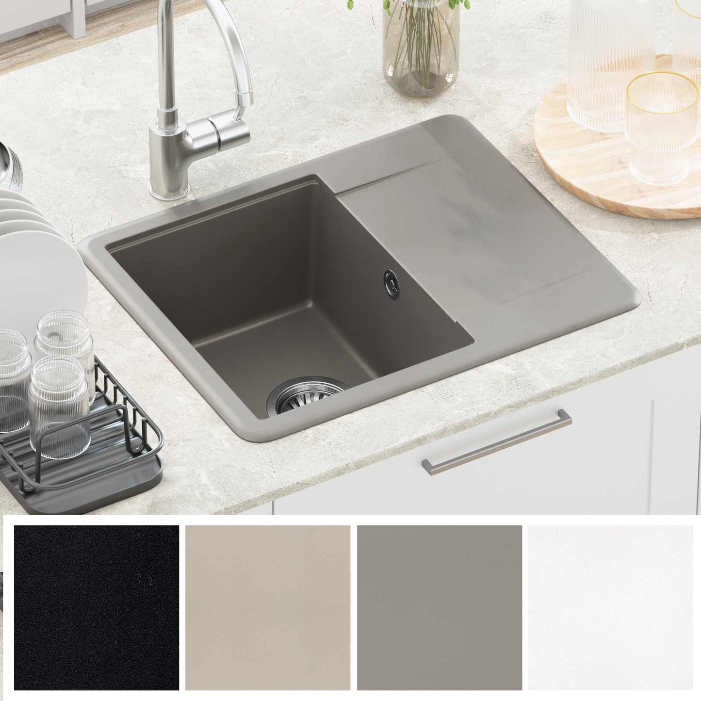 Sink Grey 560 x 460 mm 80% Quartz and 20% Resin