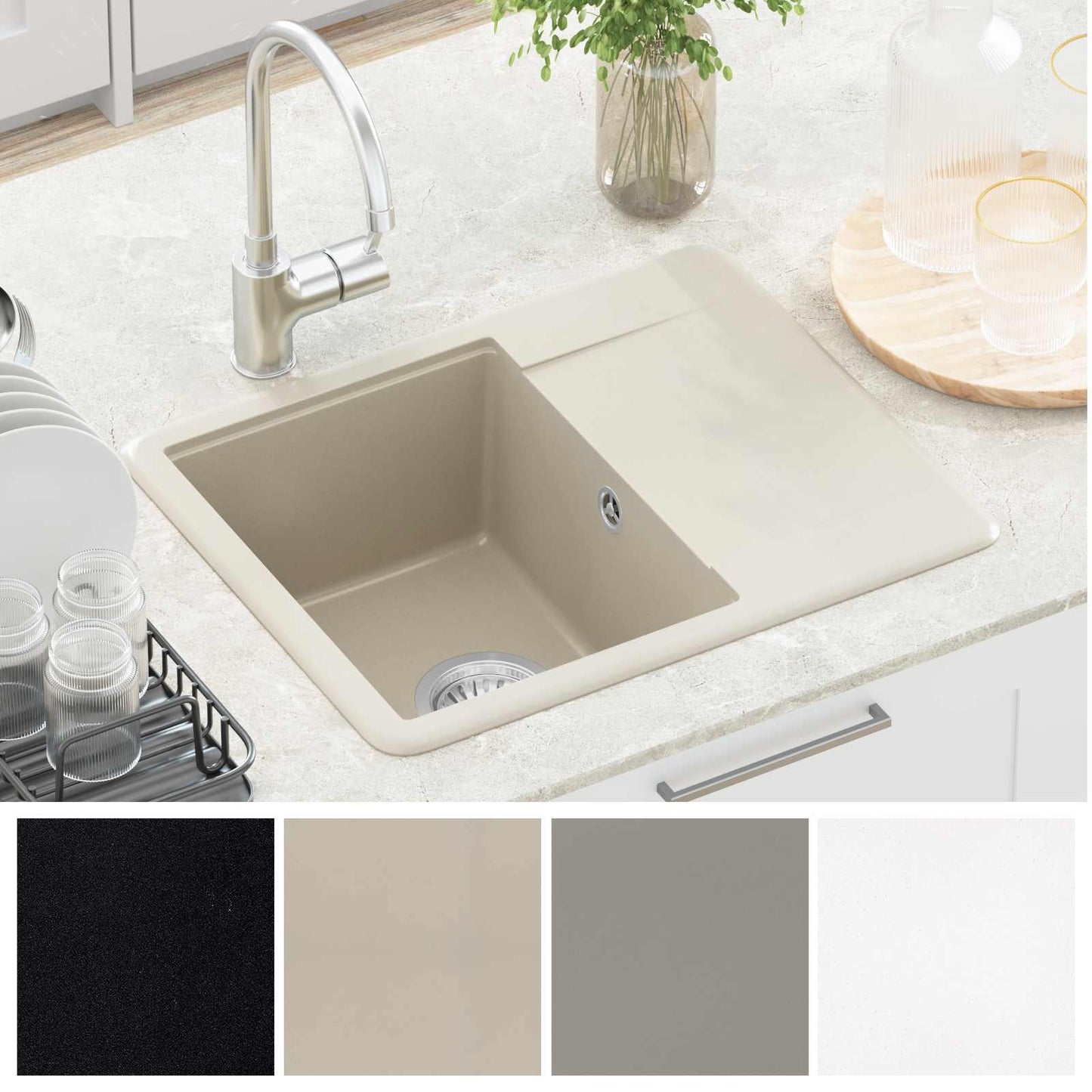 Sink Beige 560 x 460 mm 80% Quartz and 20% Resin