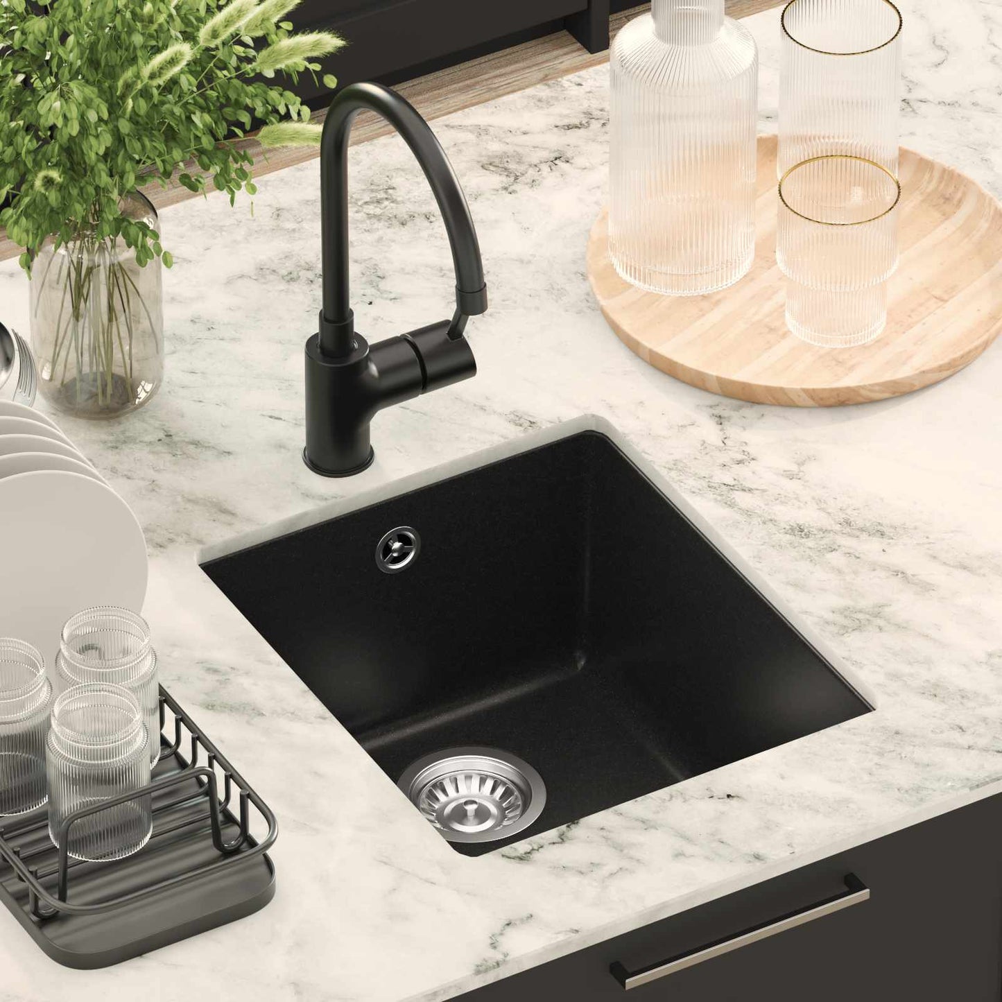 Sink Black 370 x 460 mm 80% Quartz and 20% Resin