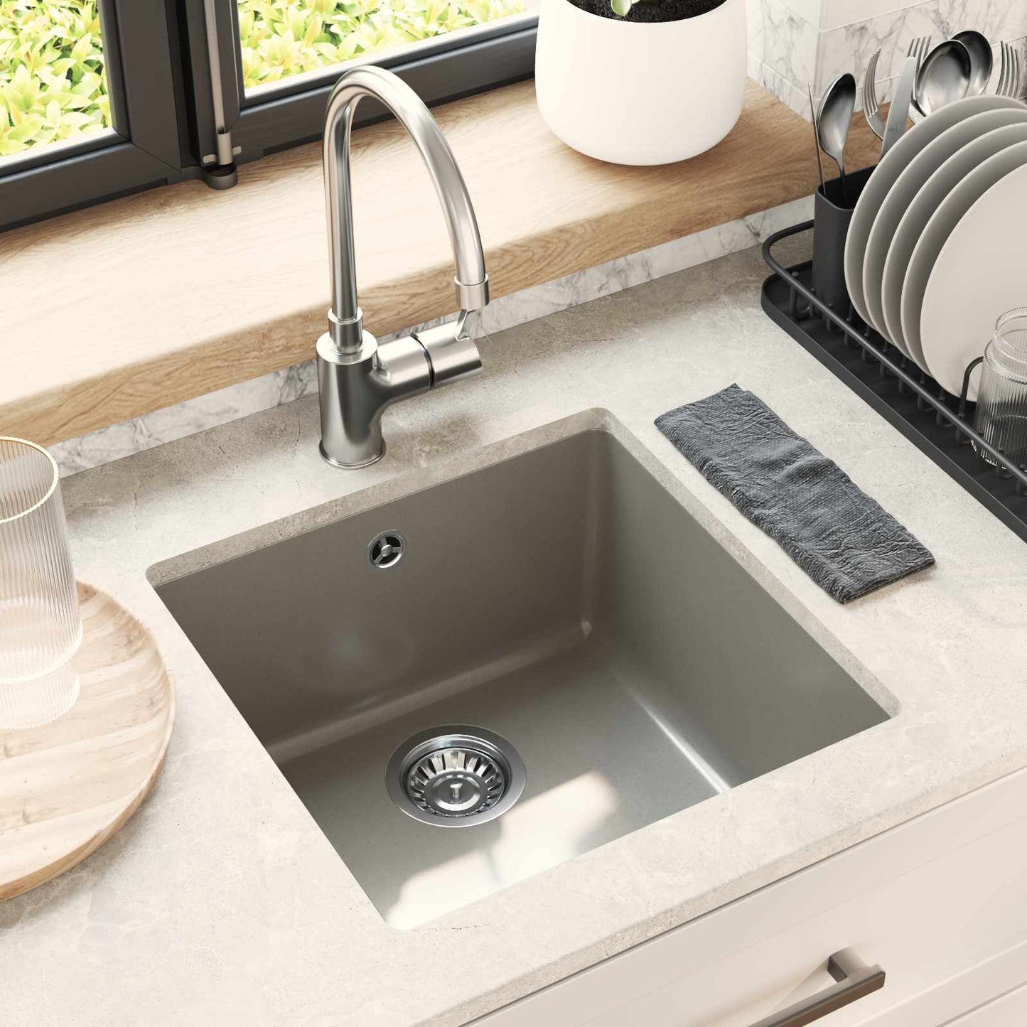 Sink Grey 430 x 460 mm 80% Quartz and 20% Resin