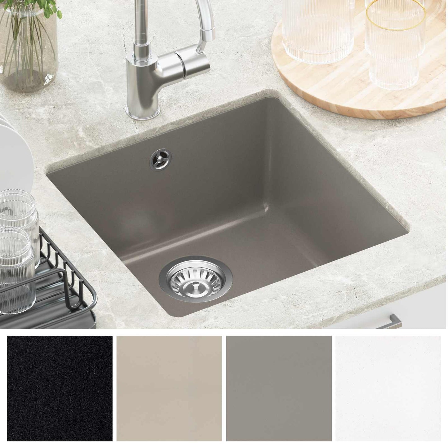 Sink Grey 430 x 460 mm 80% Quartz and 20% Resin