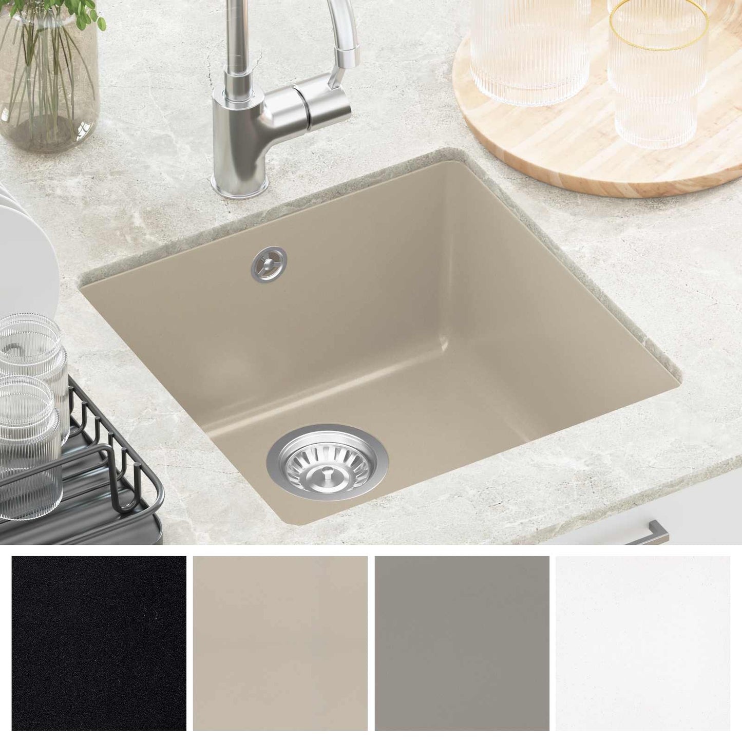 Sink Beige 430 x 460 mm 80% Quartz and 20% Resin