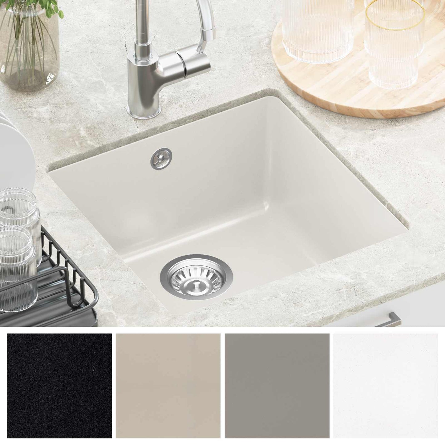 Sink White 430 x 460 mm 80% Quartz and 20% Resin