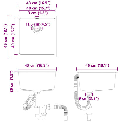 Sink White 430 x 460 mm 80% Quartz and 20% Resin
