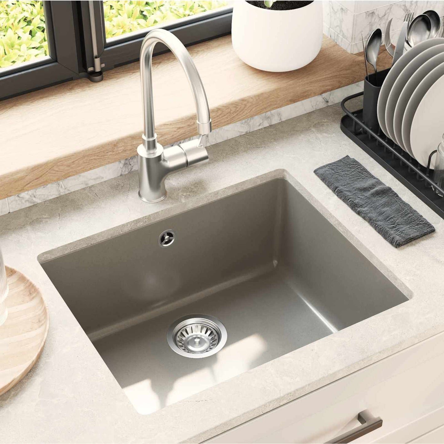 Sink Grey 530 x 460 mm 80% Quartz and 20% Resin