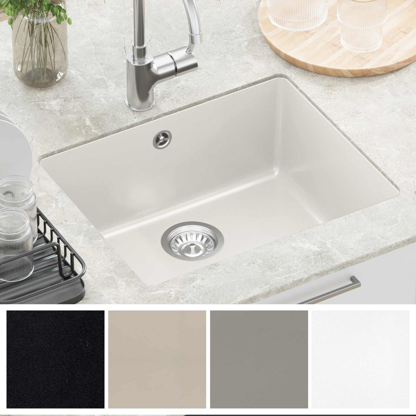 Sink White 530 x 460 mm 80% Quartz and 20% Resin