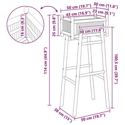 Garden Planter with Holder Natural 50 x 38 x 114 cm Bamboo