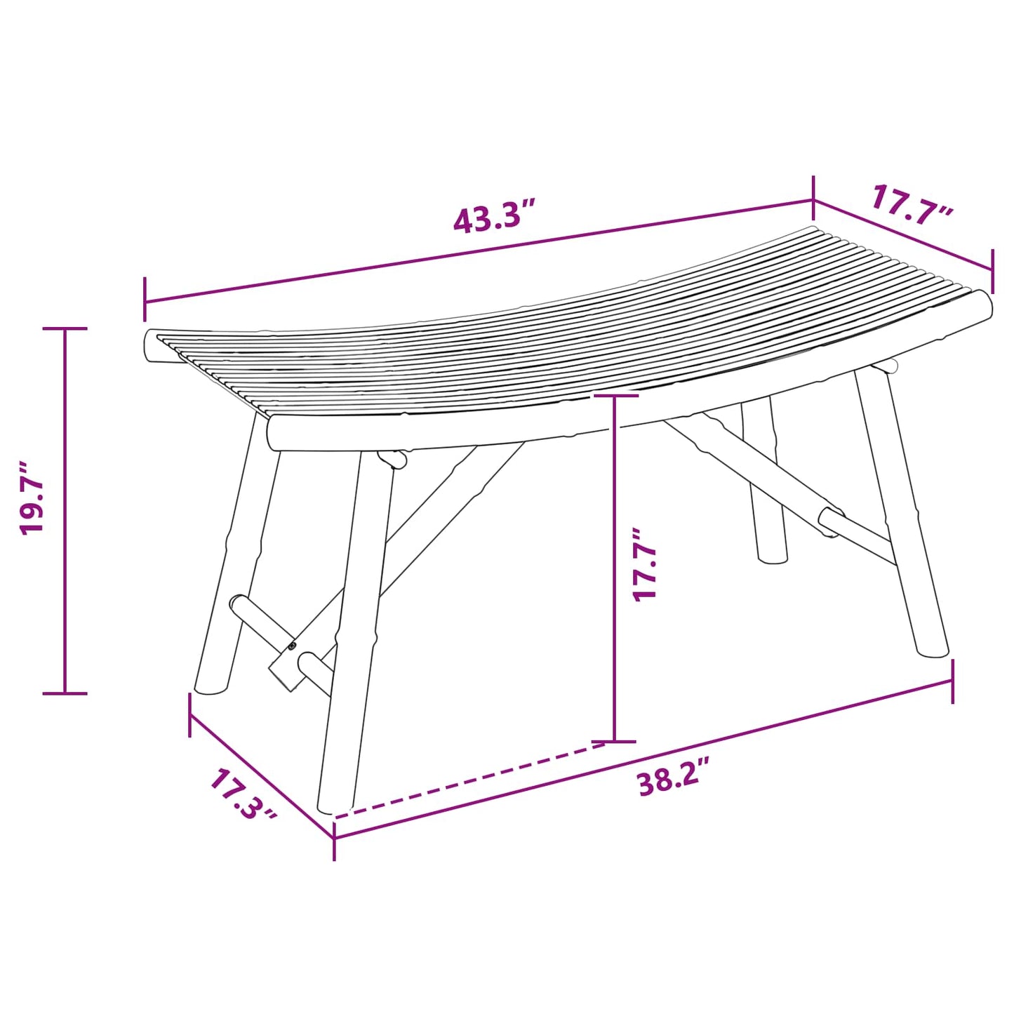 Garden Bench Natural 110 x 45 x 50 cm Bamboo