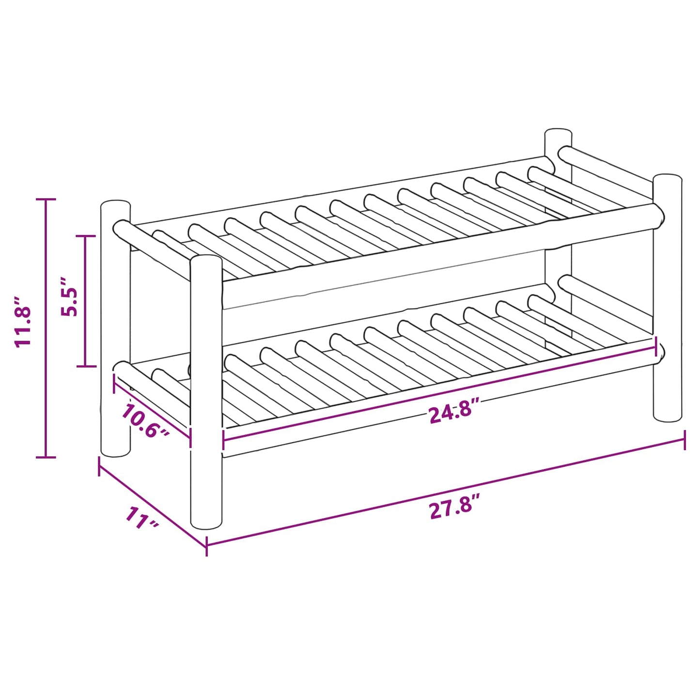 Shoe Rack with Shelf Natural 68 x 28 x 30 cm Bamboo