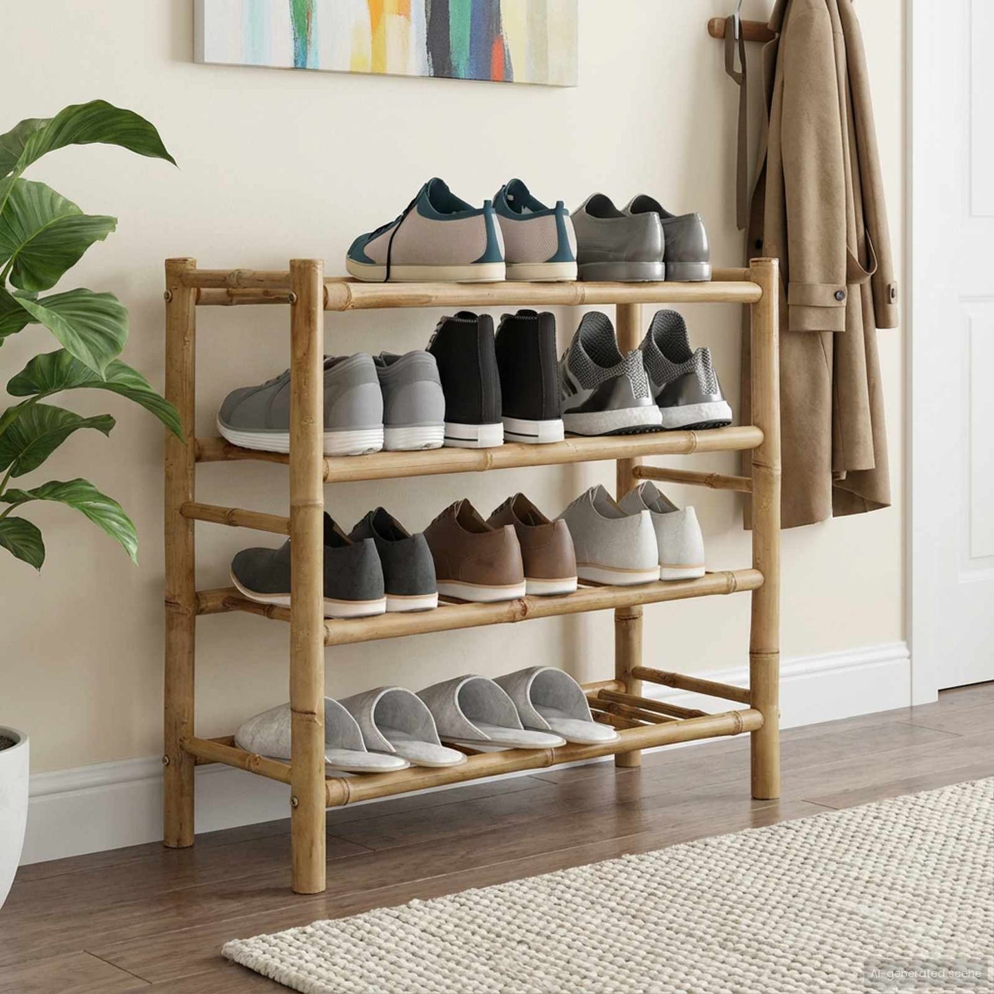 Shoe Rack with Shelf Natural 68 x 28 x 63 cm Bamboo