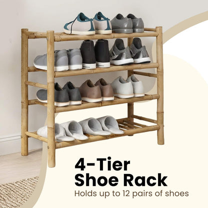 Shoe Rack with Shelf Natural 68 x 28 x 63 cm Bamboo