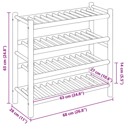 Shoe Rack with Shelf Natural 68 x 28 x 63 cm Bamboo