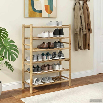 Shoe Rack with Shelf Natural 68 x 28 x 96 cm Bamboo