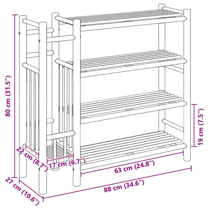Shoe Rack with Shelf Natural 88 x 27 x 80 cm Bamboo