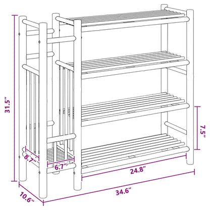 Shoe Rack with Shelf Natural 88 x 27 x 80 cm Bamboo