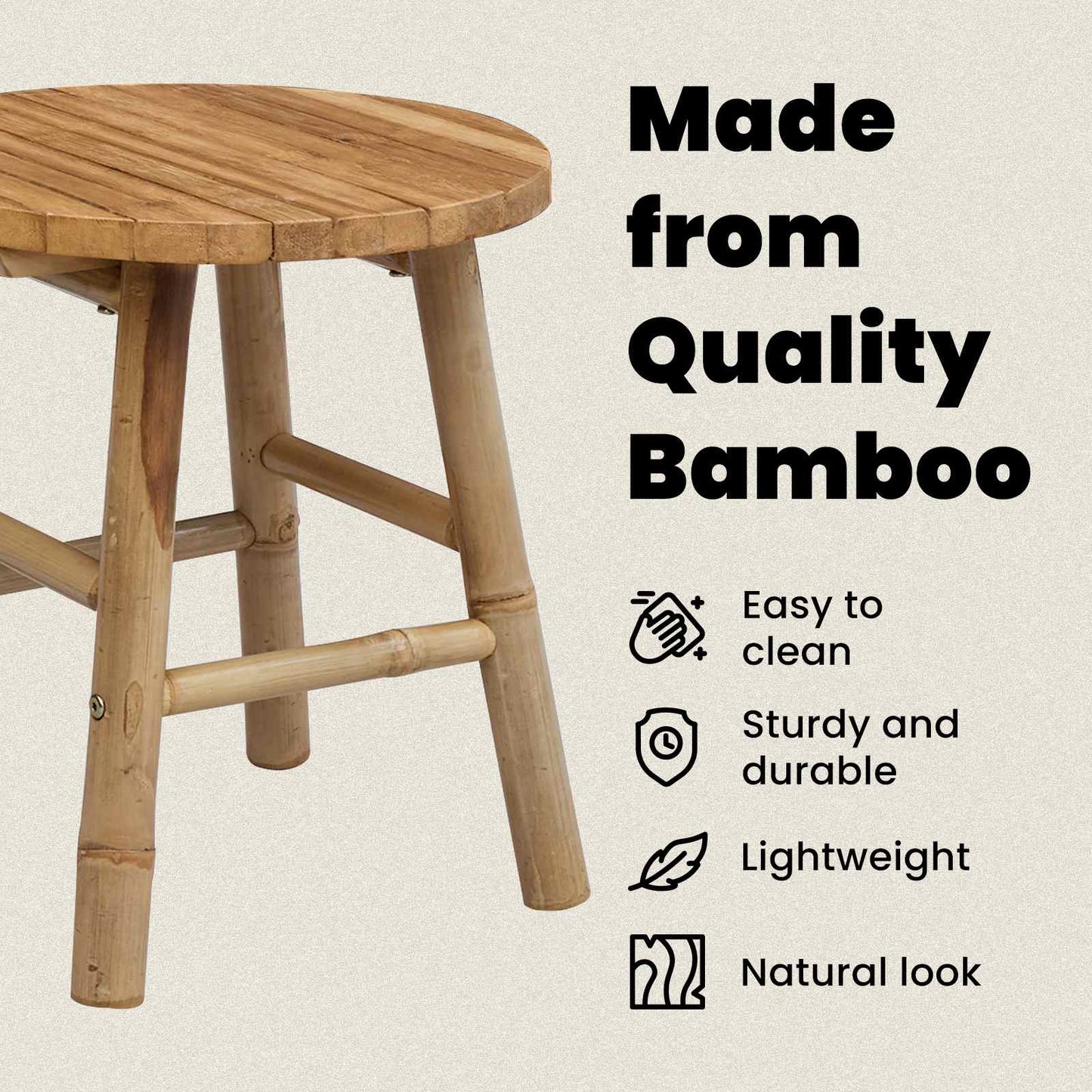Garden Stool Natural Ø 38 x 42 cm Bamboo