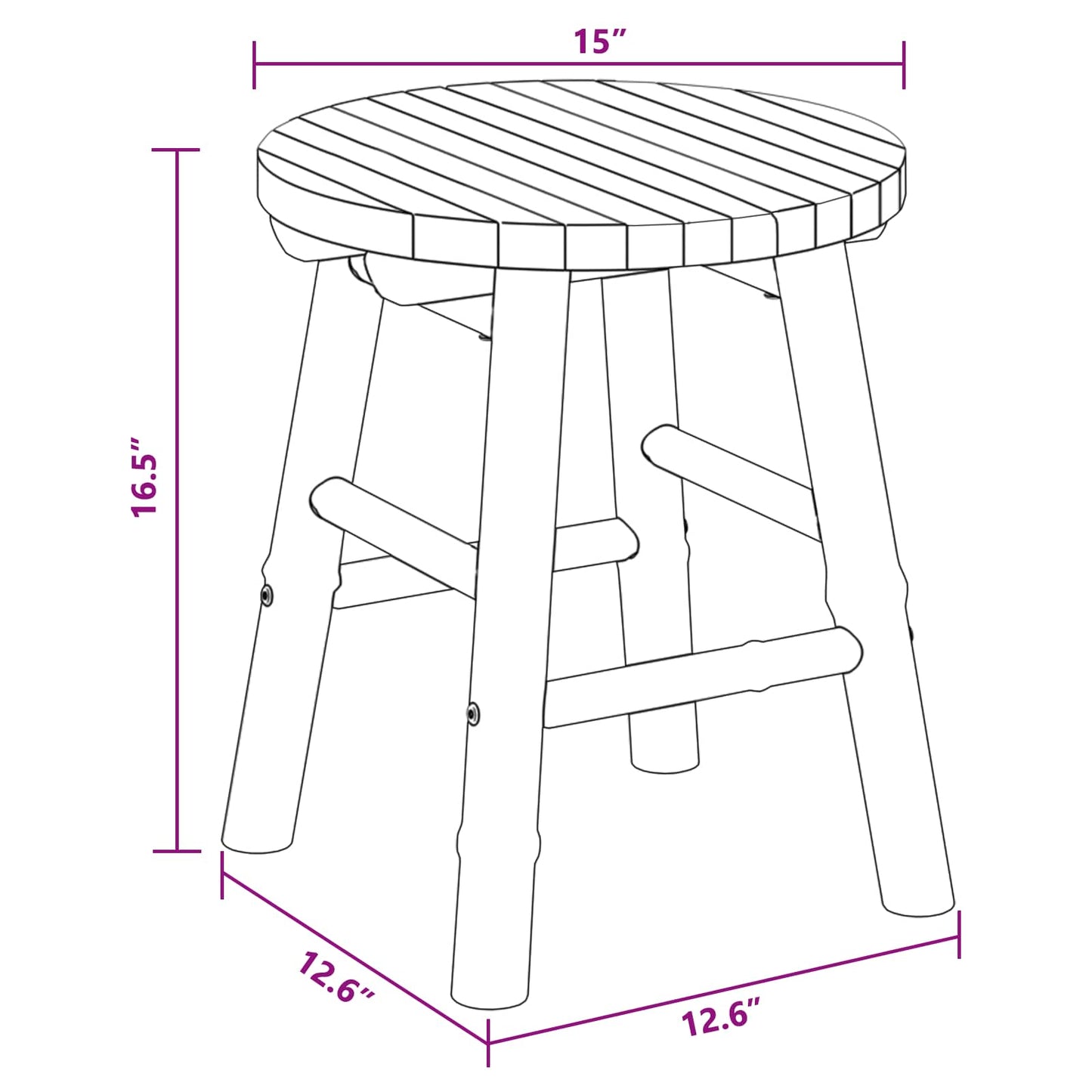 Garden Stool Natural Ø 38 x 42 cm Bamboo