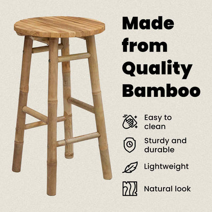 Garden Stool Natural Ø 38 x 68 cm Bamboo