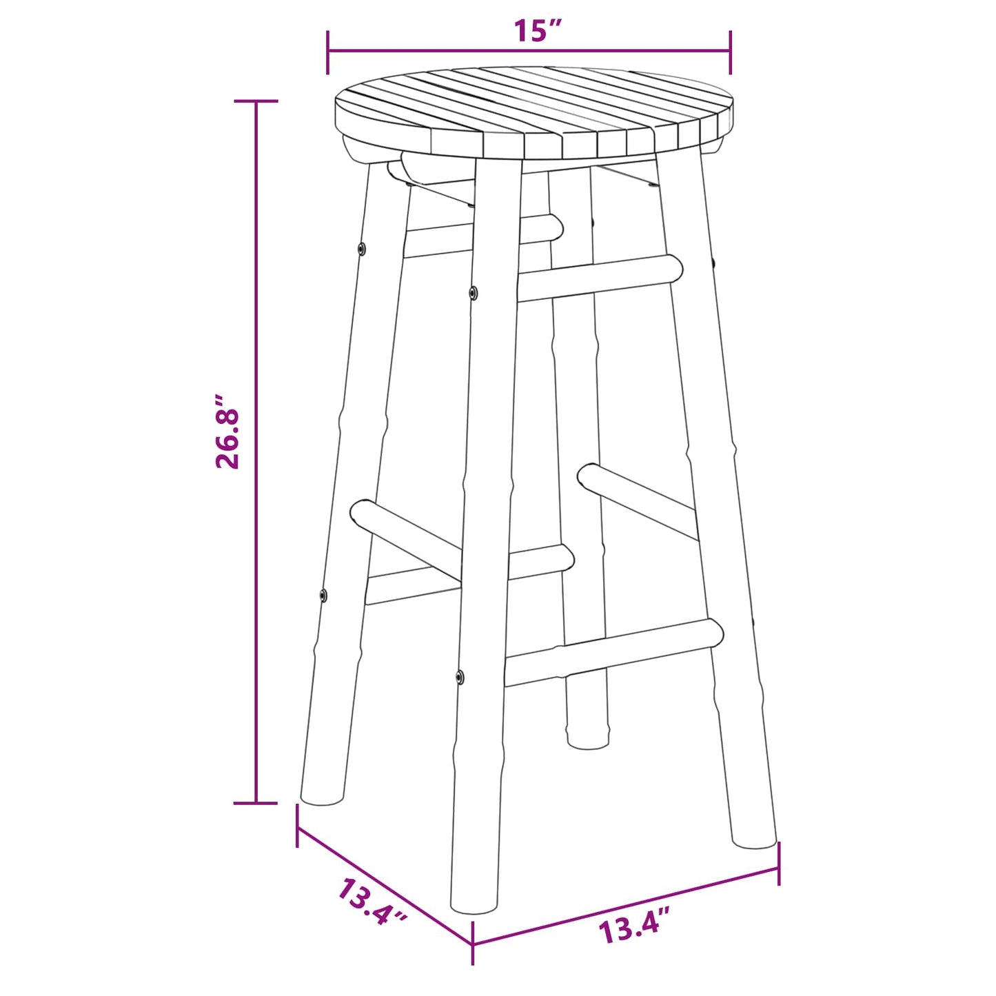 Garden Stool Natural Ø 38 x 68 cm Bamboo
