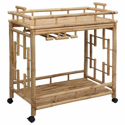 Wine Trolley with Wheels Natural 85 x 50 x 93 cm Bamboo