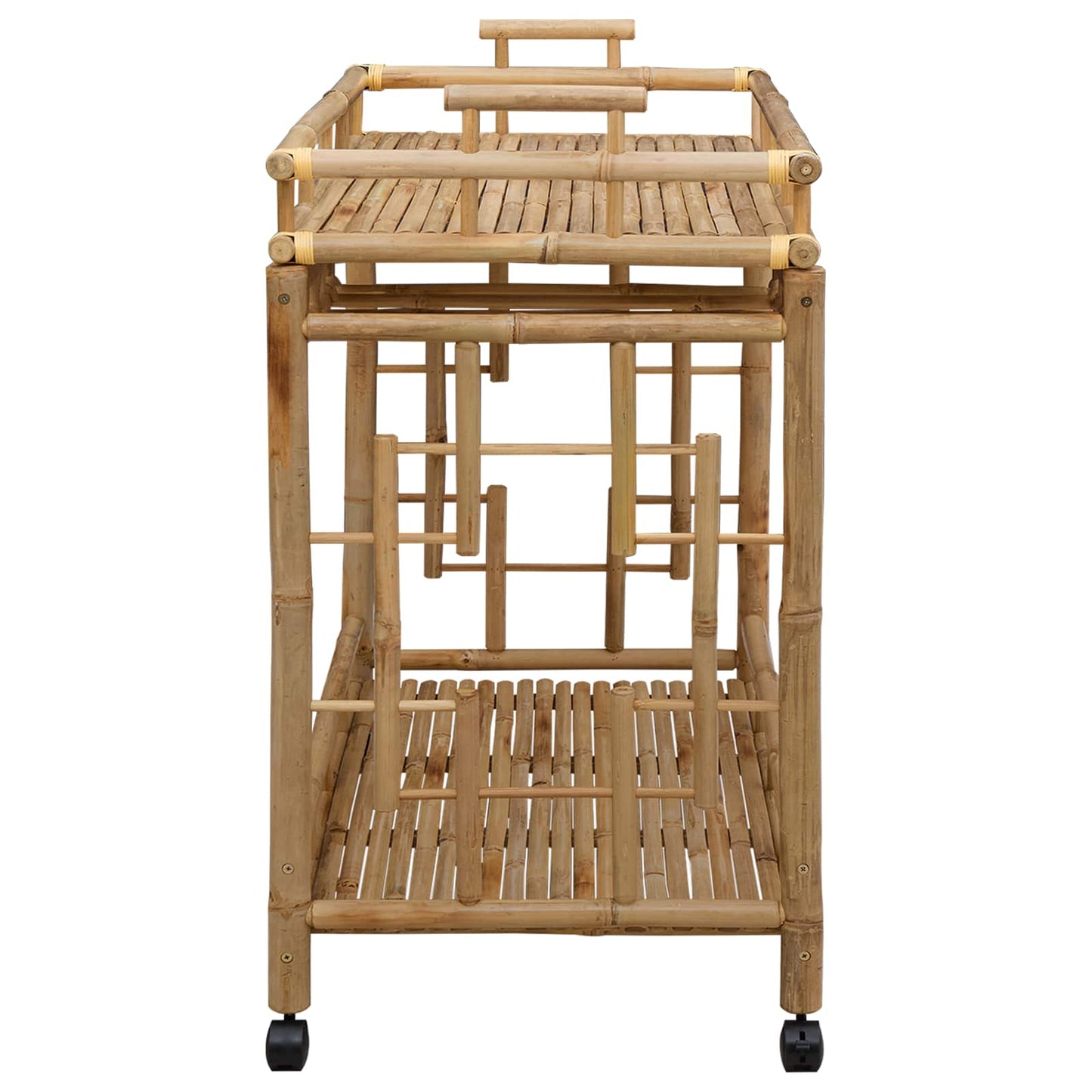 Wine Trolley with Wheels Natural 85 x 50 x 93 cm Bamboo