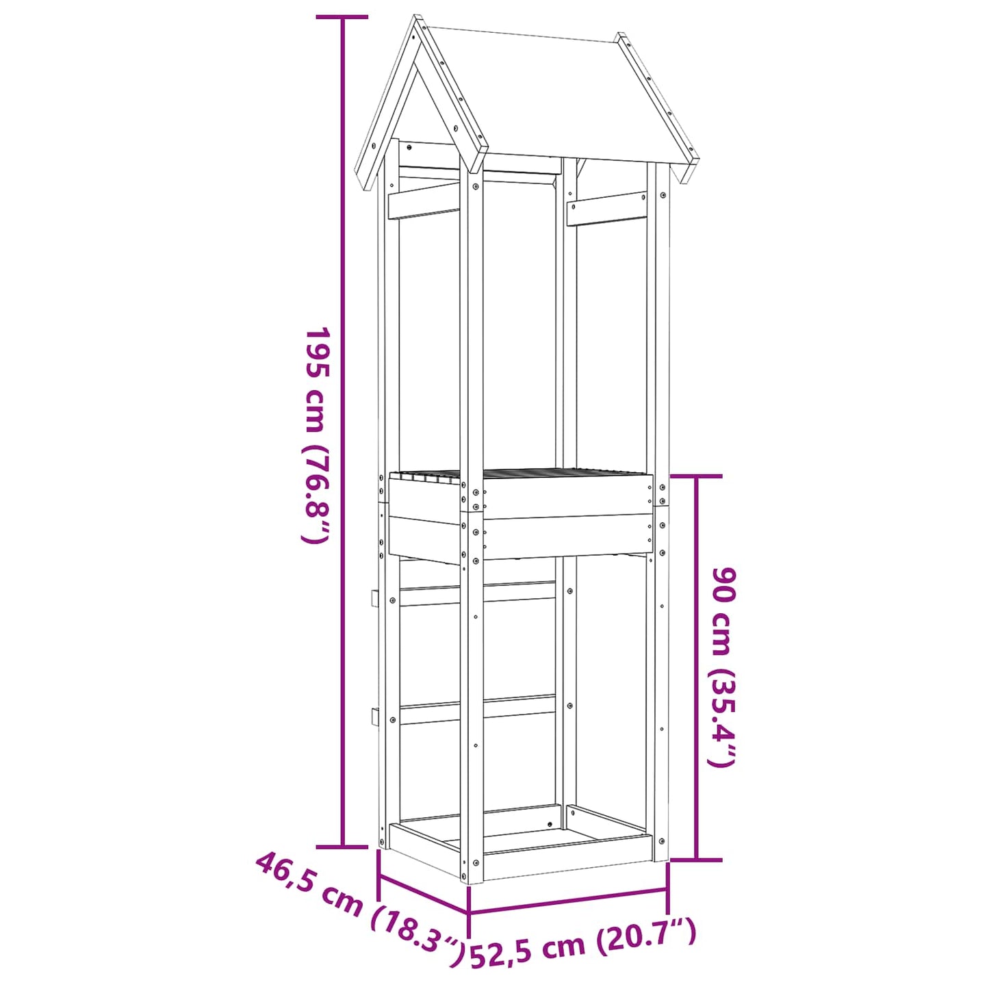 Play Tower Brown 52.5 x 46.5 x 195 cm Solid Impregnated Wood