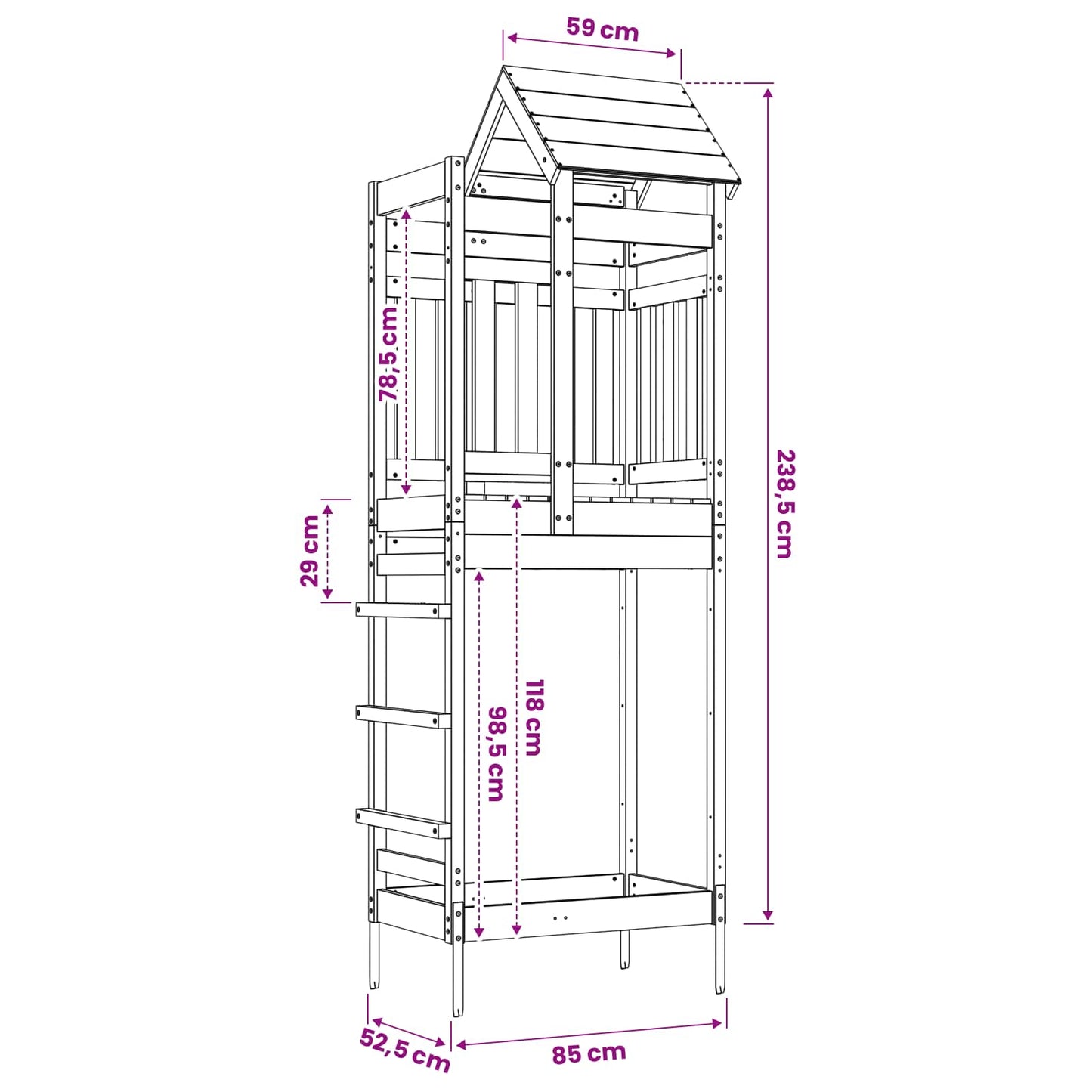 Play Tower Brown 52.5 x 85 x 238 cm Solid Impregnated Wood