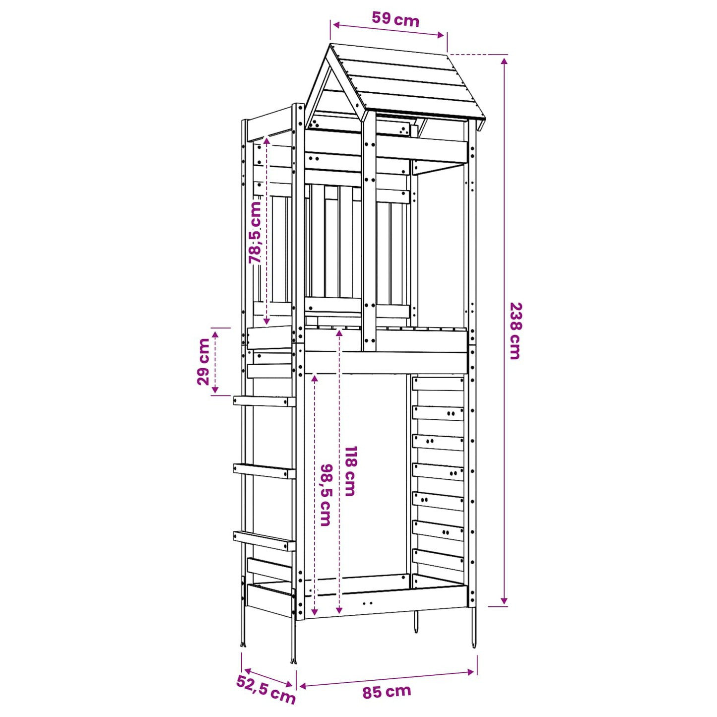 Play Tower Brown 52.5 x 85 x 238 cm Solid Impregnated Wood