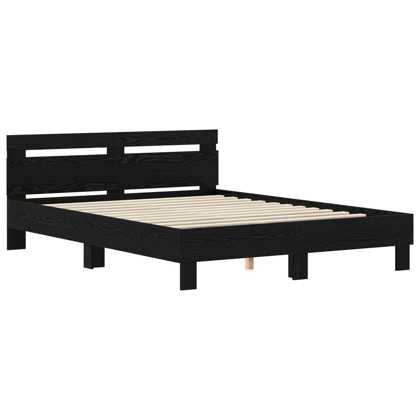 Bed Frame with Headboard Black Oak 160 x 200 cm Engineered Wood