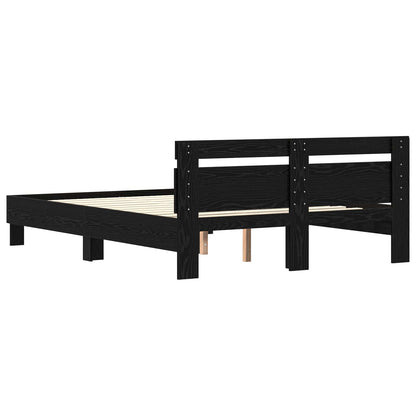 Bed Frame with Headboard Black Oak 160 x 200 cm Engineered Wood