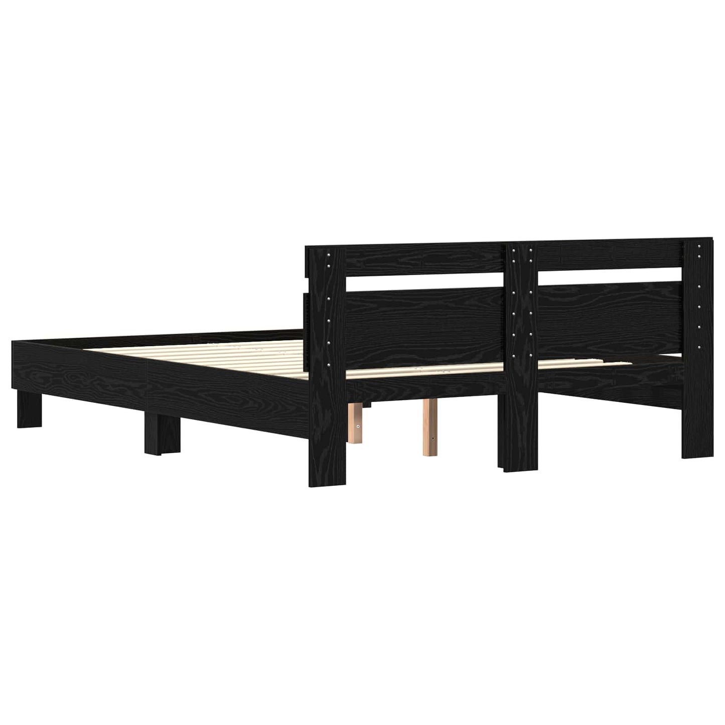 Bed Frame Black Oak 160 x 200 cm Engineered Wood