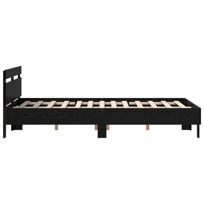 Bed Frame Black Oak 160 x 200 cm Engineered Wood