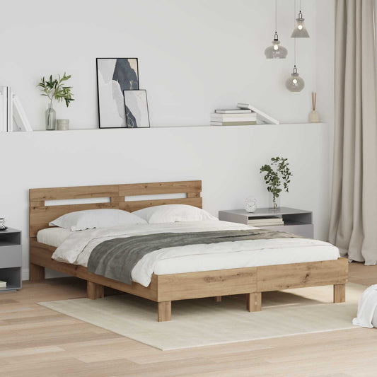 Bed Frame Artisan Oak 140 x 200 cm Engineered Wood