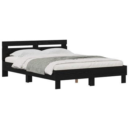 Bed Frame with Headboard Black Oak 140 x 200 cm Engineered Wood