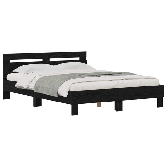 Bed Frame Black Oak 140 x 200 cm Engineered Wood
