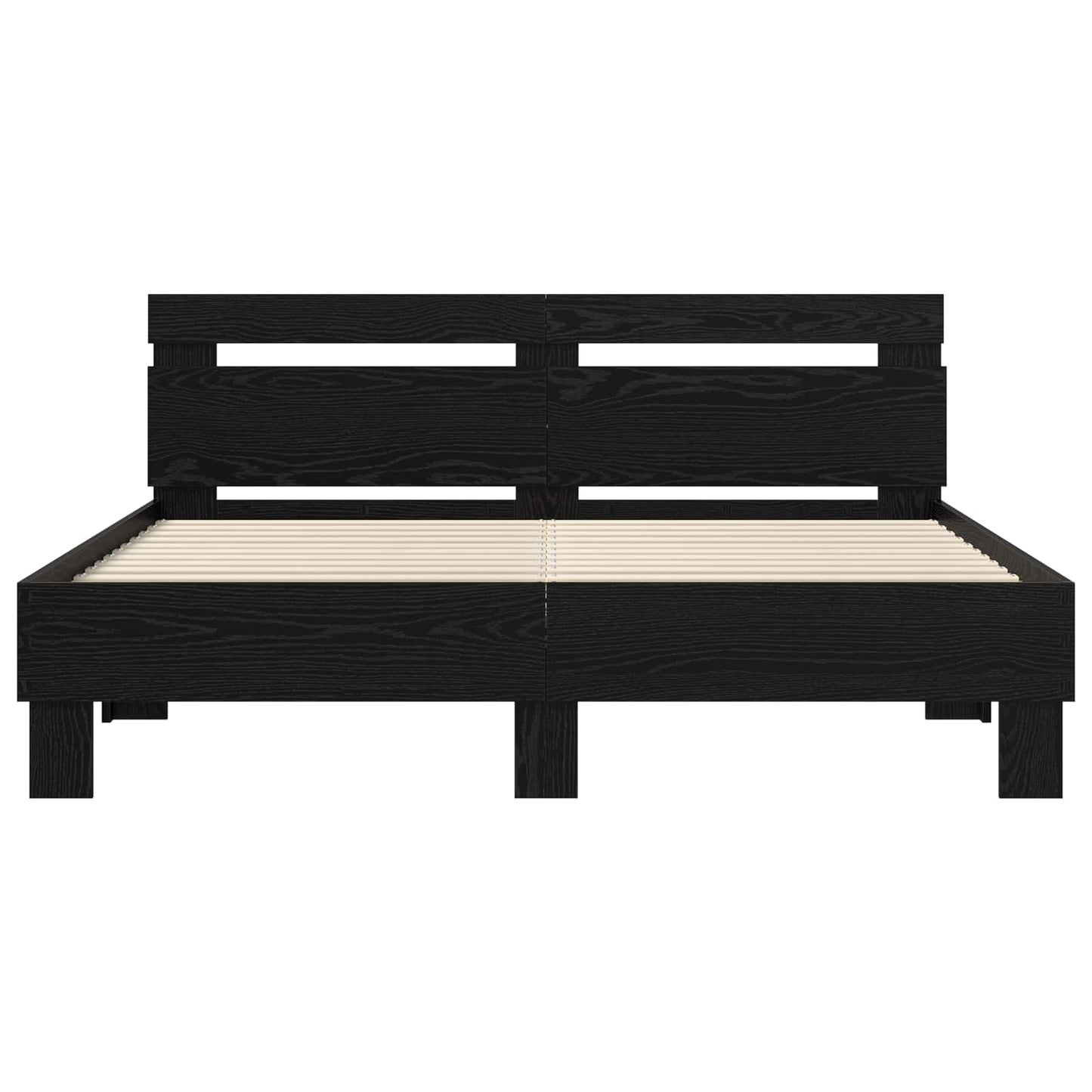 Bed Frame with Headboard Black Oak 140 x 200 cm Engineered Wood
