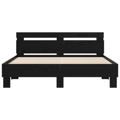 Bed Frame with Headboard Black Oak 140 x 200 cm Engineered Wood