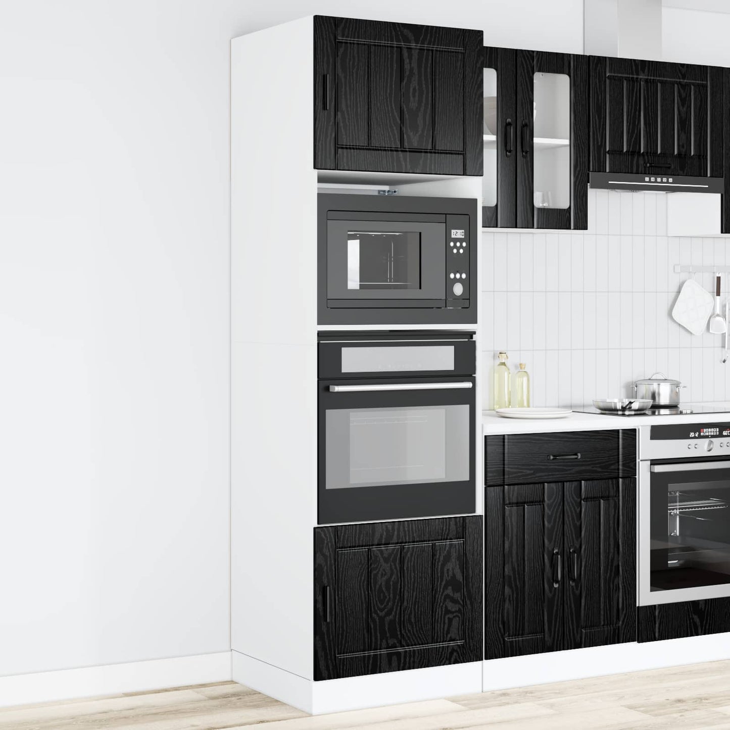 Kitchen Cabinet Black Oak 60 x 57 x 207 cm Engineered Wood