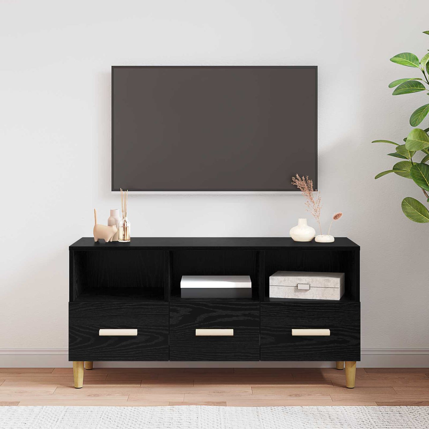 TV Cabinet Black Oak 102 x 36 x 50 cm Engineered Wood