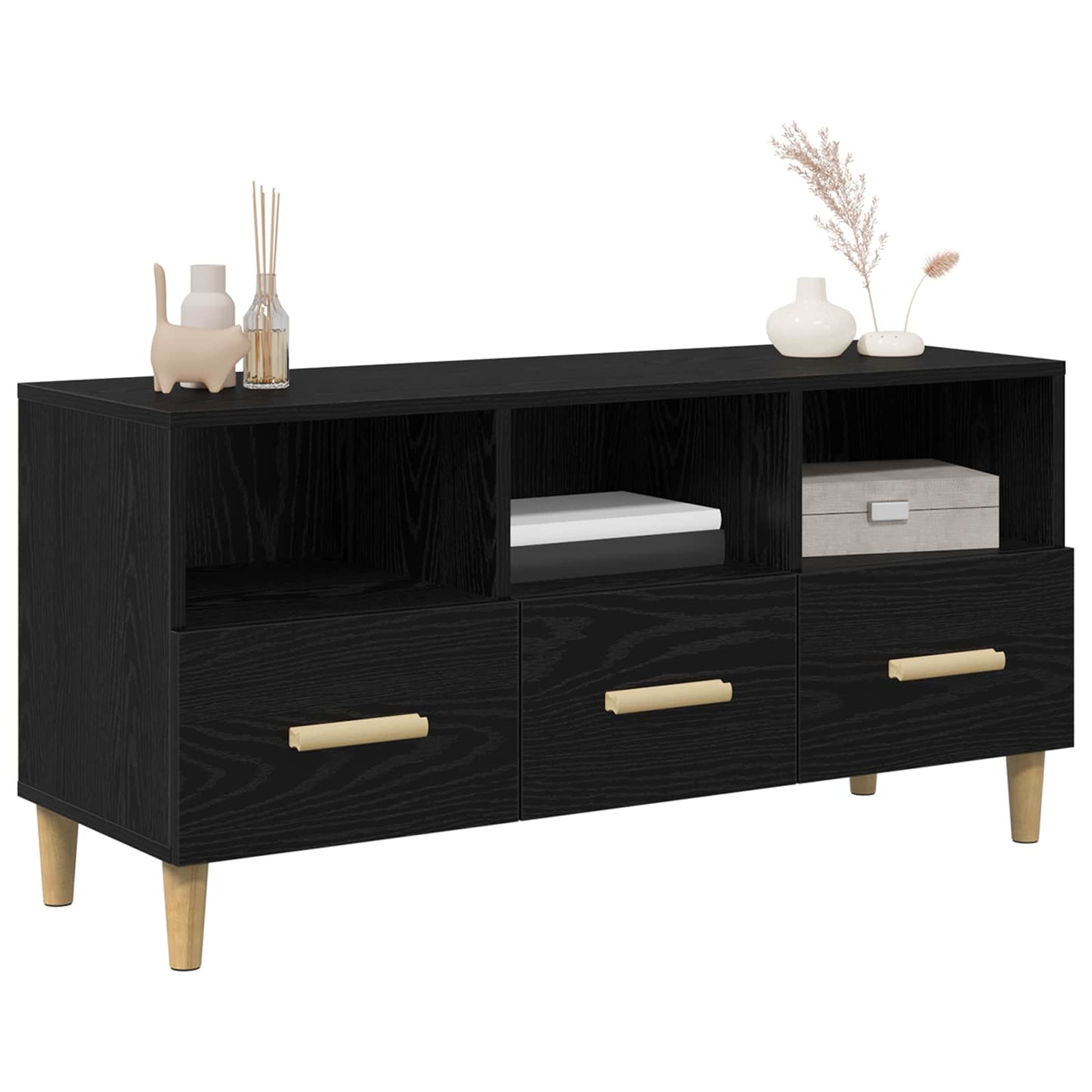 TV Cabinet 102 x 36 x 50 cm Black Oak Engineered Wood