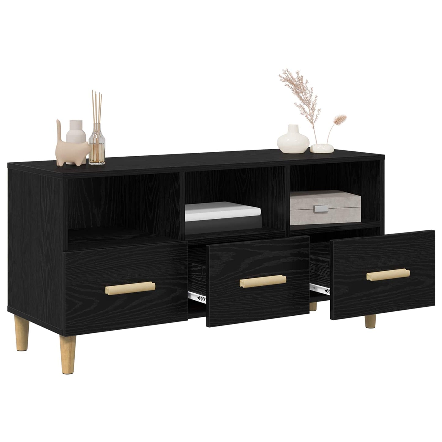 TV Cabinet 102 x 36 x 50 cm Black Oak Engineered Wood