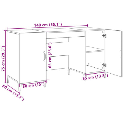 Desk with Storage Old Wood 140 x 50 x 75 cm Engineered Wood
