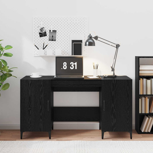 Desk Black Oak Engineered Wood 140 x 50 x 75 cm