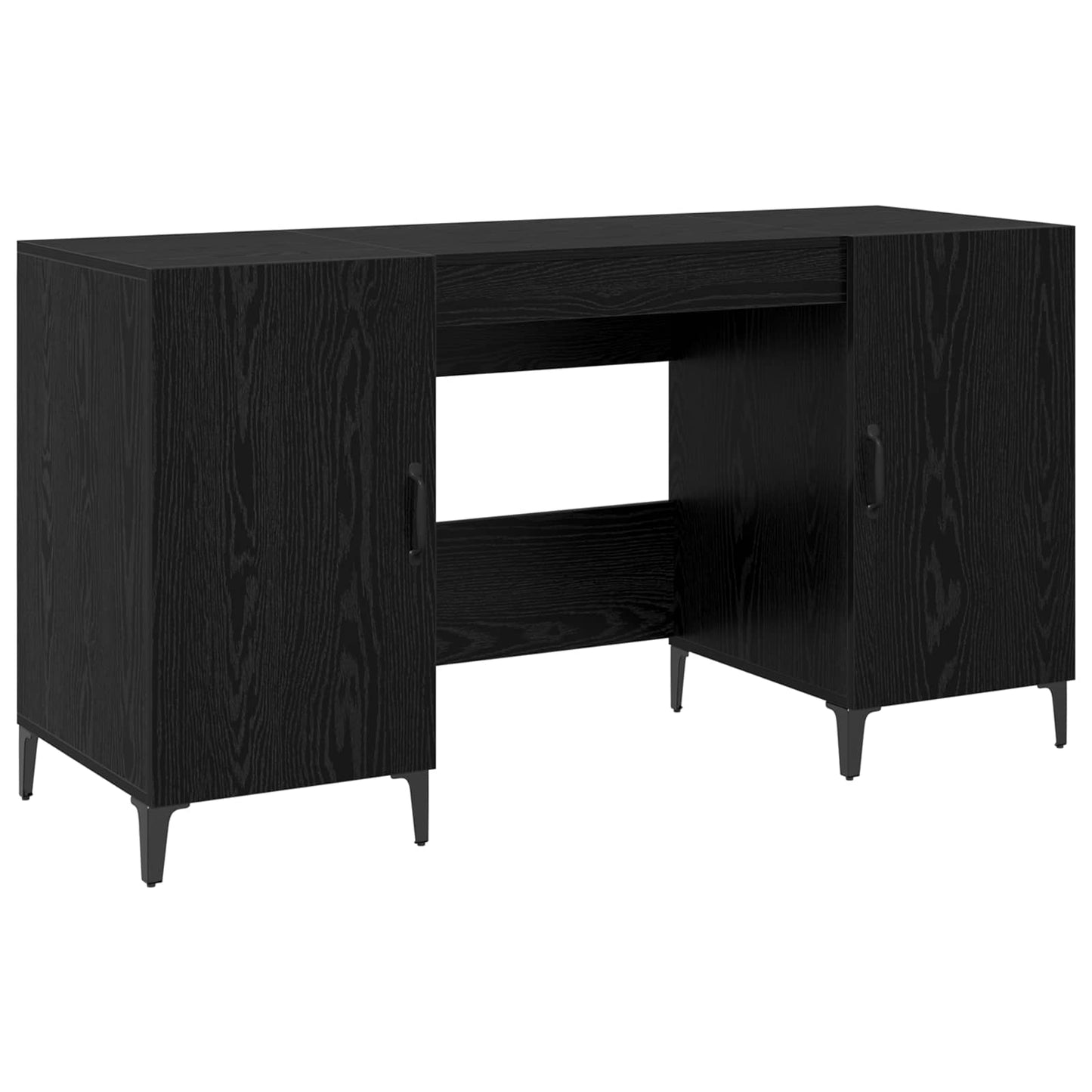 Desk with Storage Black Oak 140 x 50 x 75 cm Engineered Wood