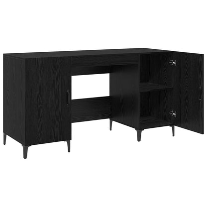 Desk with Storage Black Oak 140 x 50 x 75 cm Engineered Wood