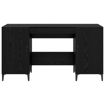 Desk with Storage Black Oak 140 x 50 x 75 cm Engineered Wood