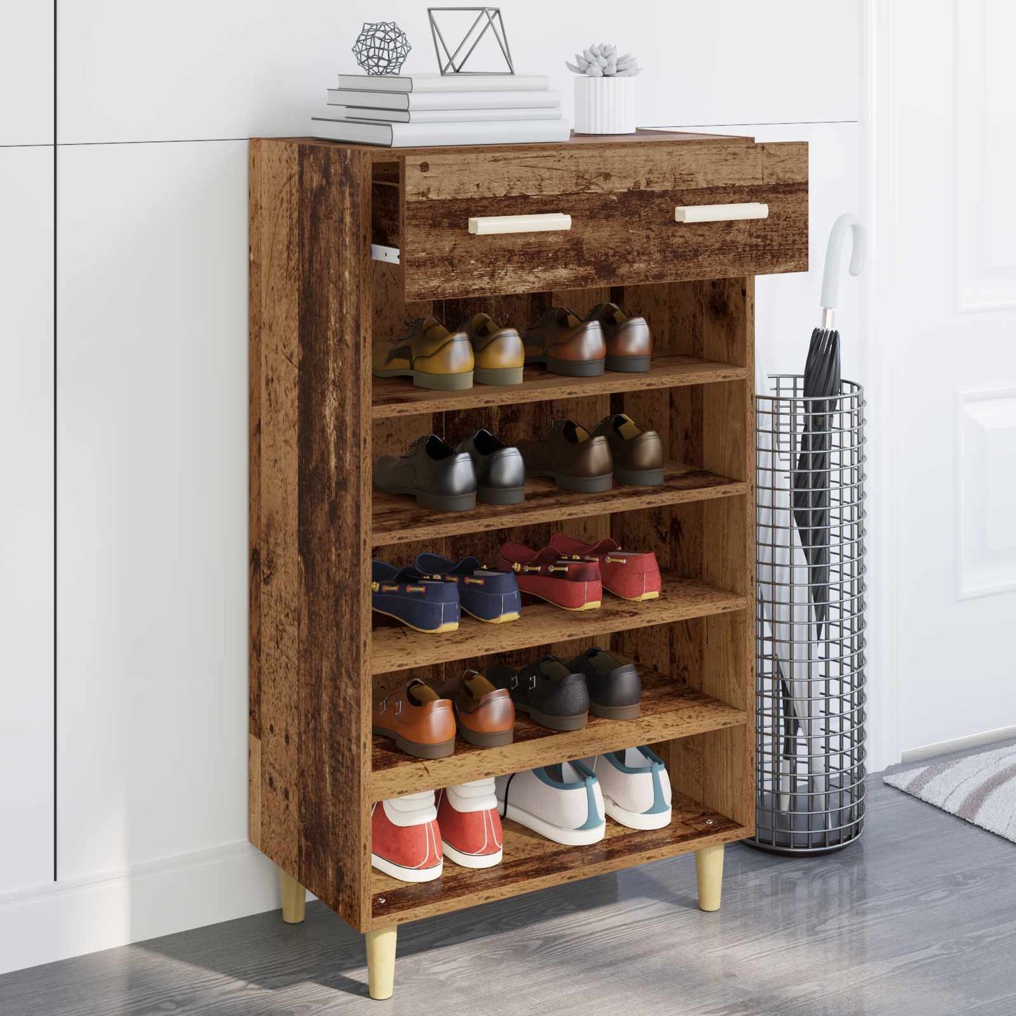Shoe Cabinet Plain Old Wood 60 x 35 x 105 cm Engineered Wood