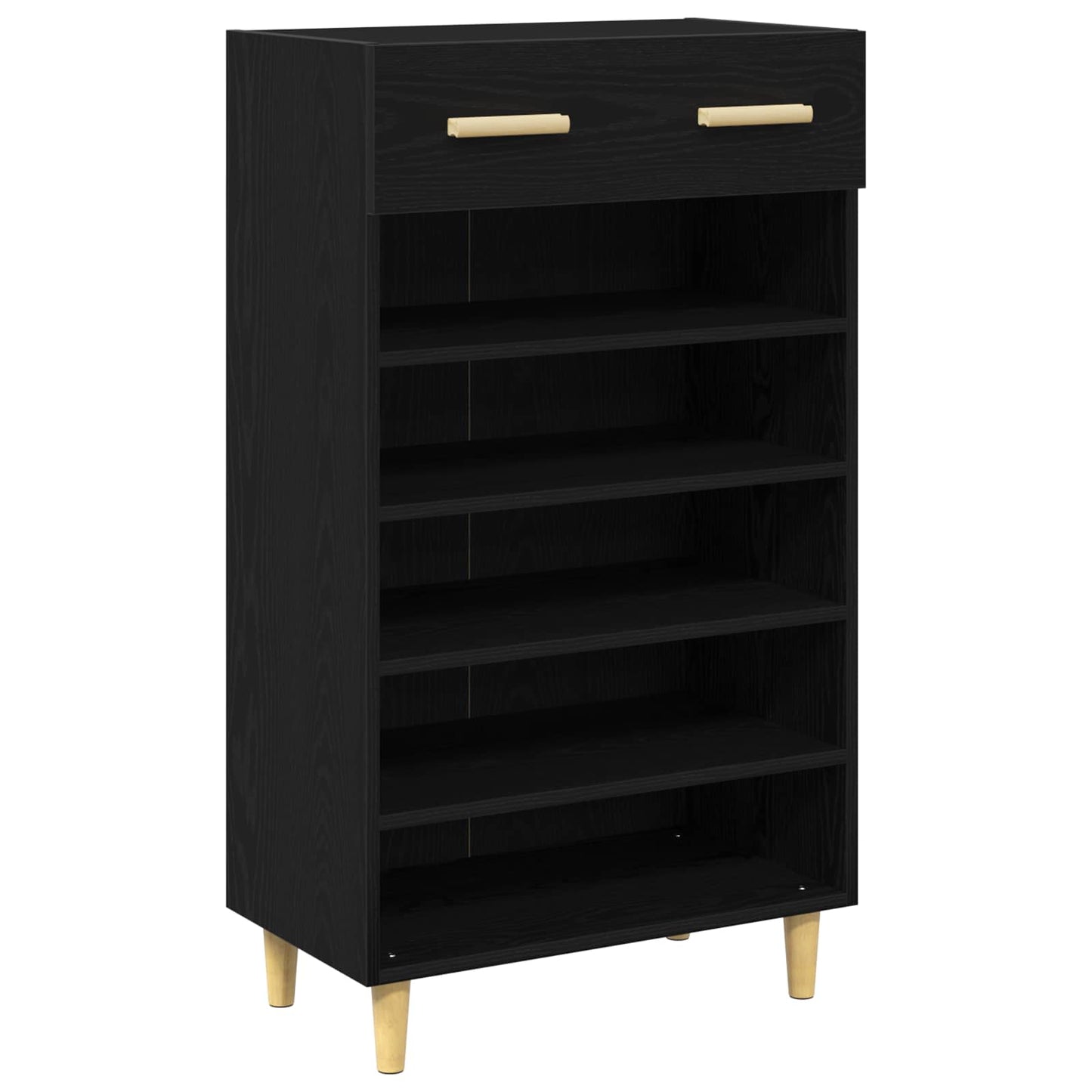 Shoe Cabinet Plain Black Oak 60 x 35 x 105 cm Engineered Wood
