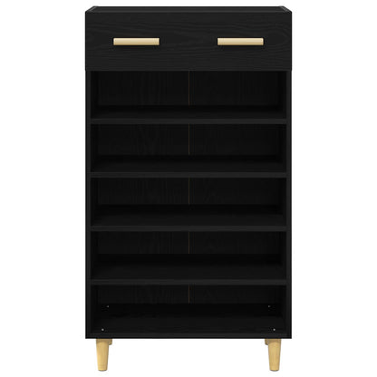 Shoe Cabinet Plain Black Oak 60 x 35 x 105 cm Engineered Wood
